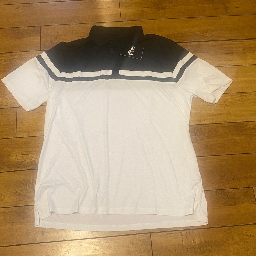 ZYIA Black and White Birdie Polo New